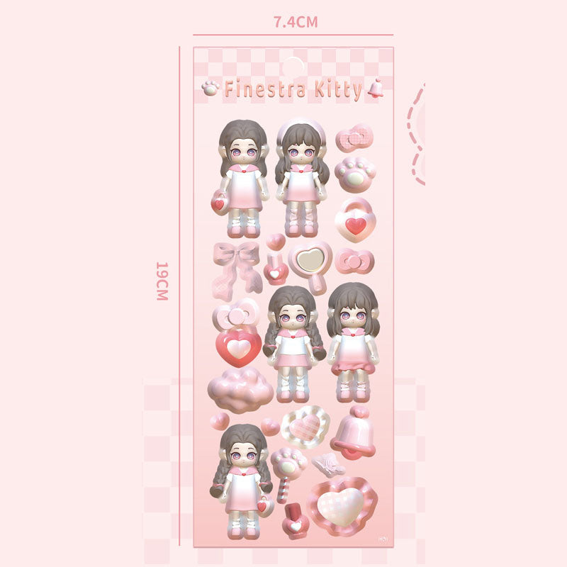 Modeling Girl Series 3D Stickers Little Girl Stickers DIY Keychain Plate Hand Account Sticker Material