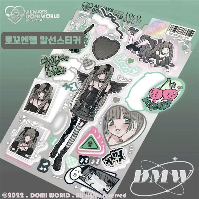 Domi Girl Sticker Dessert Devil Angel Decoration Sticker  Phone Case Back Card Sticker Diy Sweet Asia