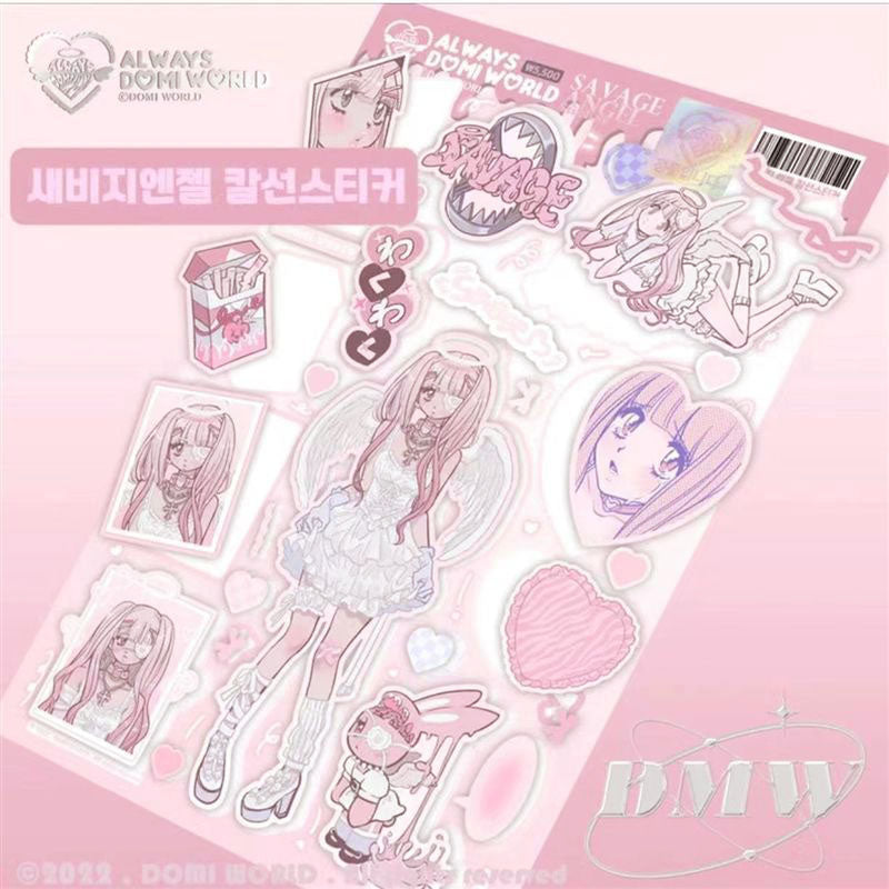 Domi Girl Sticker Dessert Devil Angel Decoration Sticker  Phone Case Back Card Sticker Diy Sweet Asia