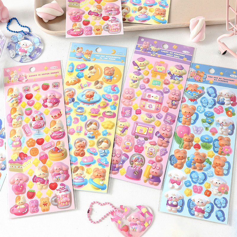 Cute Donut Series Matte Membrane Sticker Cartoon Animal DIY Hand Account Decoration Collage 4 Styles