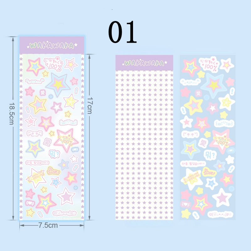 Shiny Stars Ins Stickers Cute Hand Account Gu card Y2K Stickers