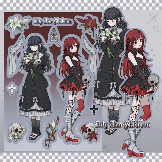 Girl Combination Stickers Hand Account DIY Phone Case Stickers Laptop Decoration Bottom Material