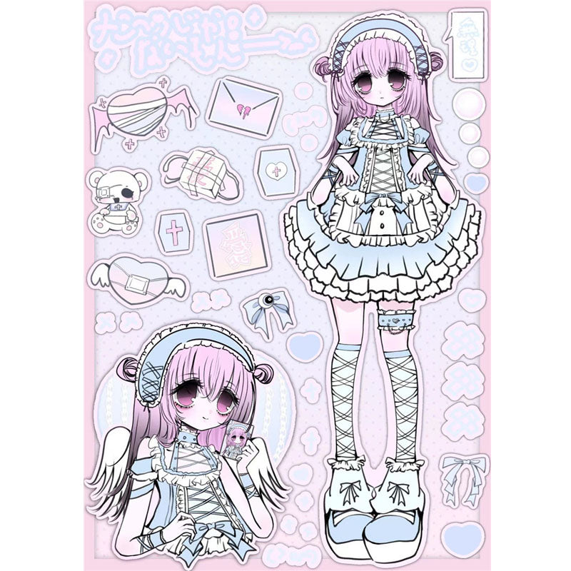 Otome Grotesque Series Sweet Style Laser Character Decoration Stickers DIY Hand Account Material Stickers