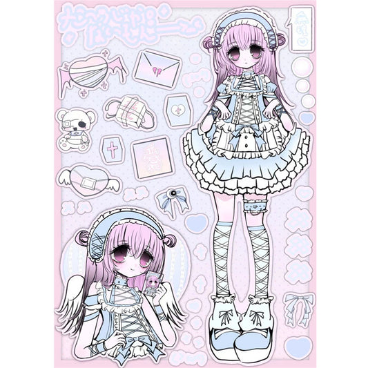 Otome Grotesque Series Sweet Style Laser Character Decoration Stickers DIY Hand Account Material Stickers