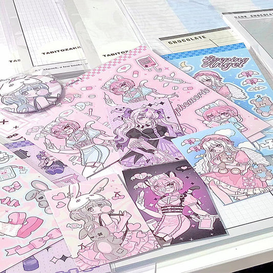 Sweet Asian Style Goo Card Character Sticker Character DIY phone Case hand account girl sticker