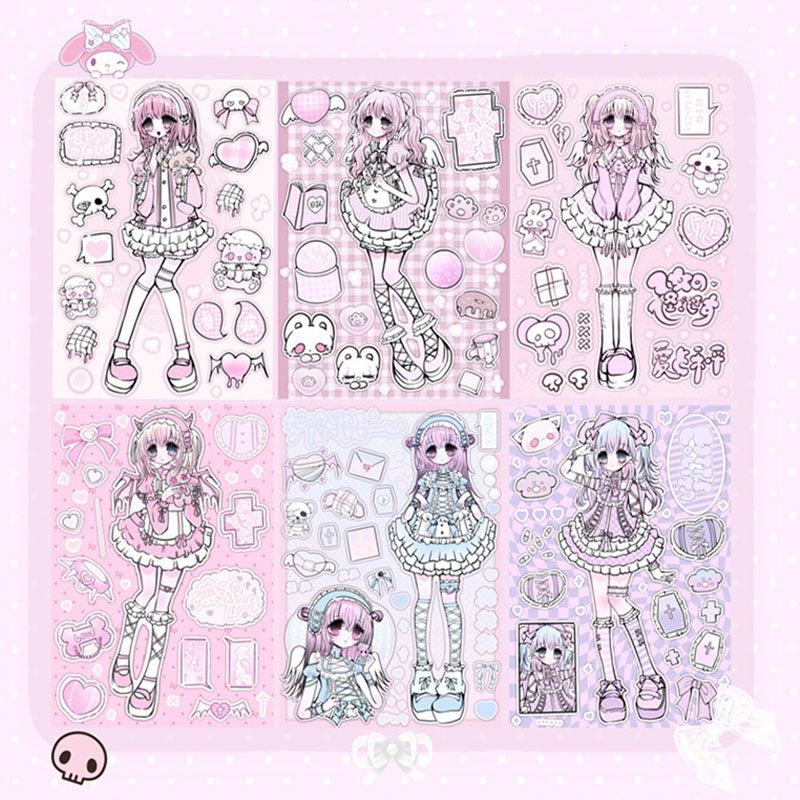 Otome Grotesque Series Sweet Style Laser Character Decoration Stickers DIY Hand Account Material Stickers