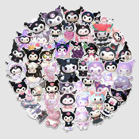 50pcs Sanrio Festival Christmas 3D Avatar Decoration Sticker Cute Cool Kuromi Melody Sticker Waterproof