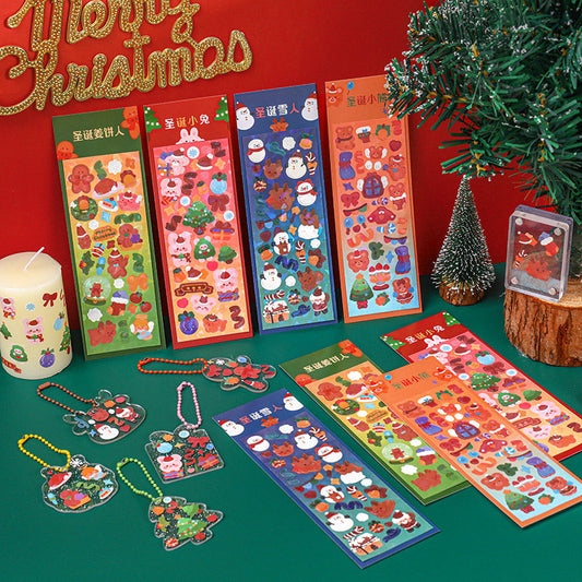 Christmas Sticker Set Christmas Themed Laser Decoration Stickers Hand Account Keychain DIY Stickers