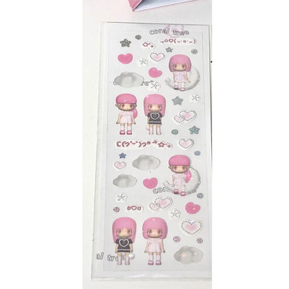 3D Modeling Little Girl Stickers Small Card Decoration Stickers Hand Account Character Material Stickers