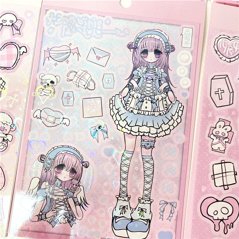 Otome Grotesque Series Sweet Style Laser Character Decoration Stickers DIY Hand Account Material Stickers