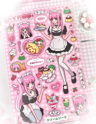 Maid Eating Tea Shop Series Stickers Gooka Cute Cartoon Sticker