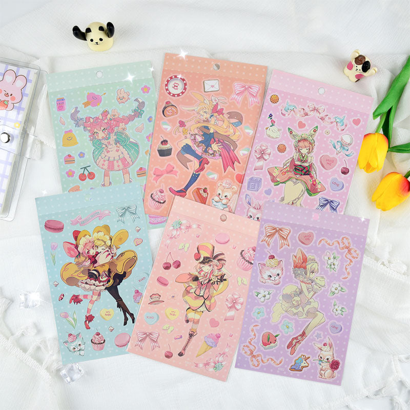 Fantasy Girl Series Stickers DIY Keychain Plate Stickers Cartoon Hand Account Small Card Album Decoration Set