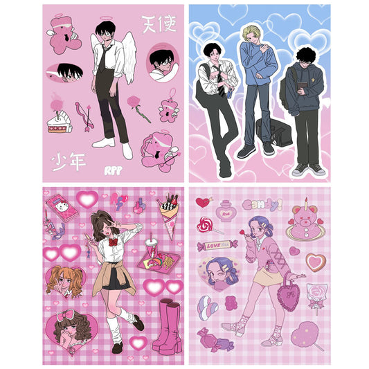 Retro Cute Character Series Stickers IPAD Phone Case Computer Decoration Stickers Waterproof