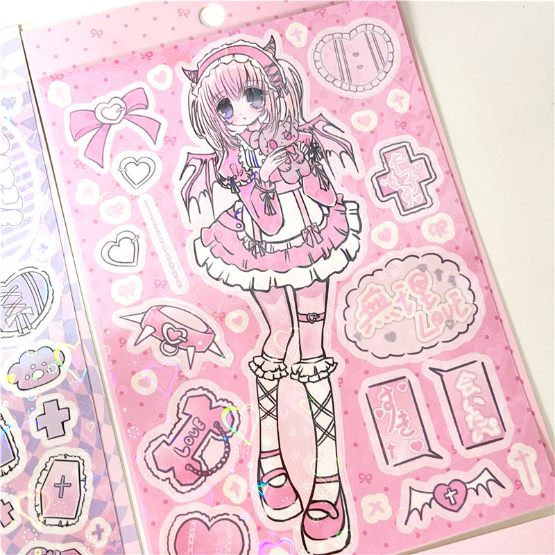 Otome Grotesque Series Sweet Style Laser Character Decoration Stickers DIY Hand Account Material Stickers