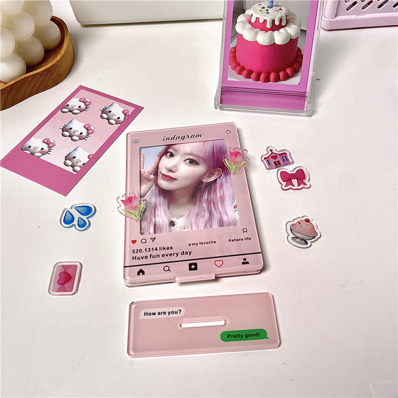 Acrylic Standing Card Creative 3-inch Polaroid Small Card Decoration Emoji Expression Decoration Card Photo Frame