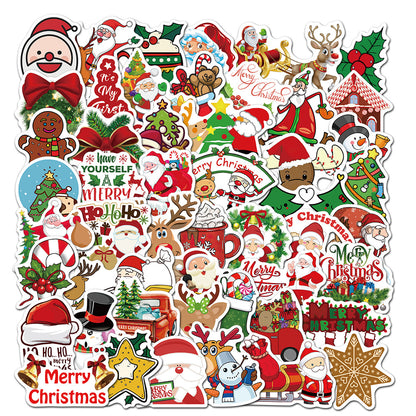 50pcs Christmas Graffiti Stickers Holiday Party Hand Account DIY Phone Case Stickers