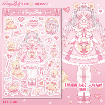 Girls Original Character Stickers Cute Cat Ears Magic Bear Diy Hand account Decoration Sweet Style