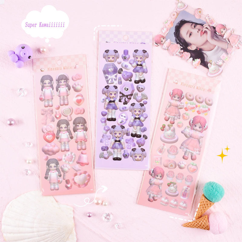 Modeling Girl Series 3D Stickers Little Girl Stickers DIY Keychain Plate Hand Account Sticker Material