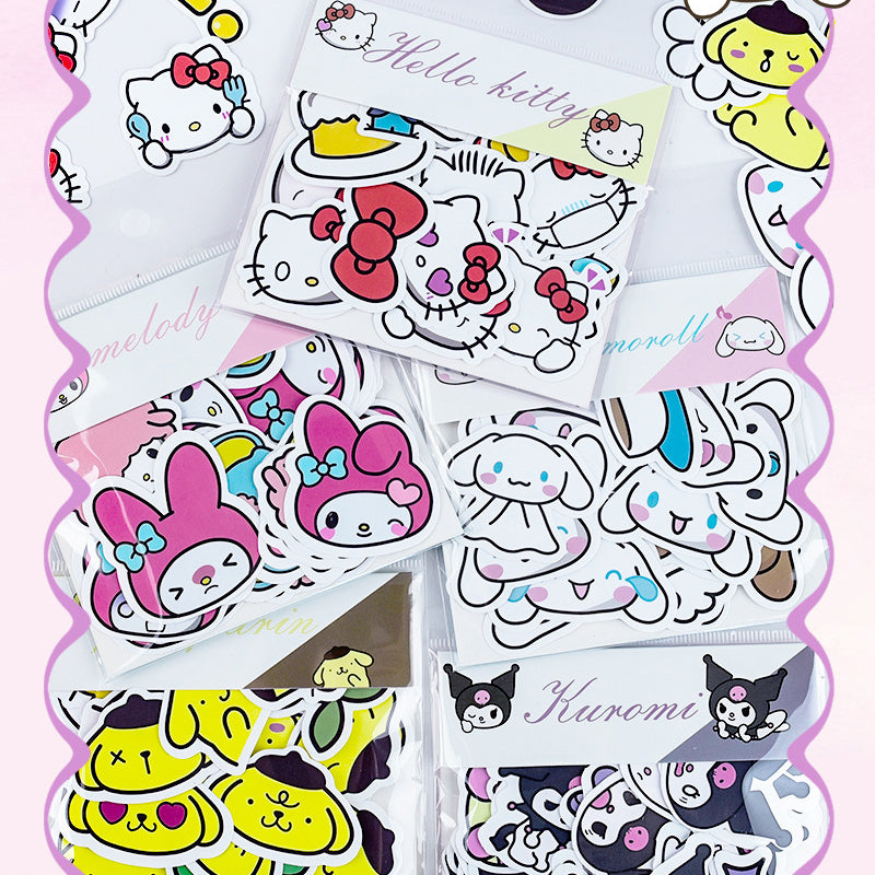 40PCS Sanrio Cartoon Cute Kuromi Hello Kitty Stickers Emoticons Stickers