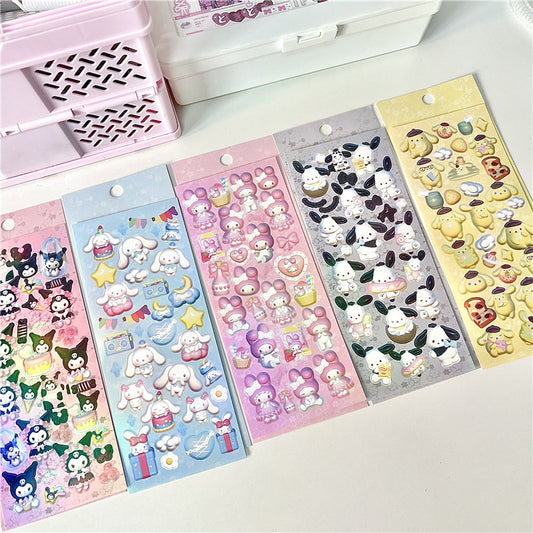 Cute Sanrio Stickers Goo Card Material Modeling Melody Kulomi Hand Account Decoration Sticker