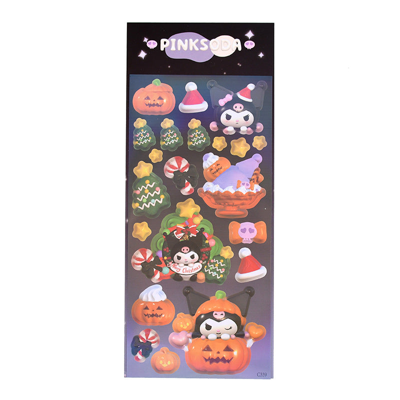 Modeling Sanrio Holiday Christmas Series Laser DIY Keychain Sticker Cartoon Pocket Small Card Material