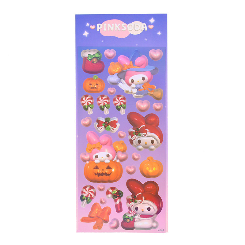 Modeling Sanrio Holiday Christmas Series Laser DIY Keychain Sticker Cartoon Pocket Small Card Material