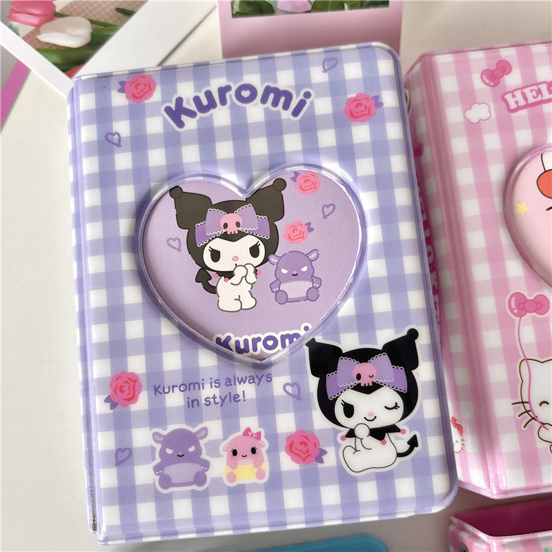 Melody Kuromi Plaid Card Book Cute Cartoon Small Card Polaroid Storage Book Cinnamoroll Base Sanrio book