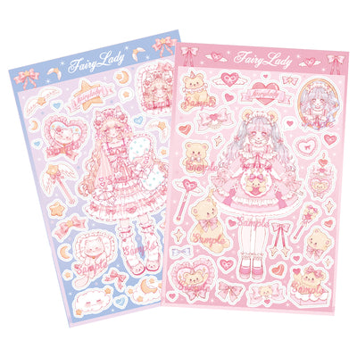 Girls Original Character Stickers Cute Cat Ears Magic Bear Diy Hand account Decoration Sweet Style