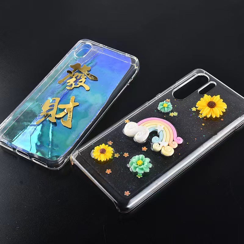 Transparent DIY Phone CaseDrop Glue Cream Glue Fluted Phone Case Grooved shell with hard bottom and soft edge