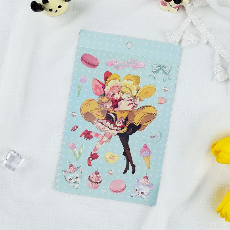 Fantasy Girl Series Stickers DIY Keychain Plate Stickers Cartoon Hand Account Small Card Album Decoration Set