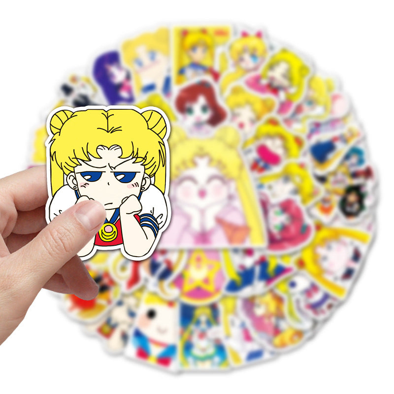 51pcs Sailor Moon Cartoon Graffiti Stickers Anime Luggage Refrigerator Motorcycle Stickers Decorative Stickers