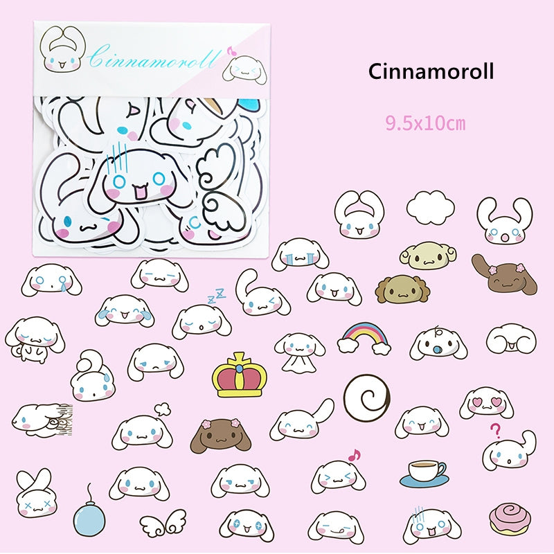 40PCS Sanrio Cartoon Cute Kuromi Hello Kitty Stickers Emoticons Stickers