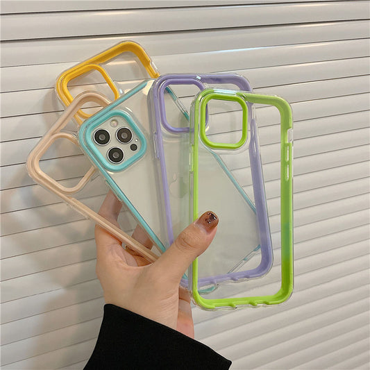 Simple Color CYontrast Color Border Suitable For iPhone12ProMax Apple 11 P hone Case XS Transparent 8Plus