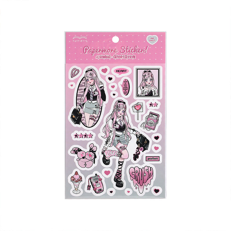 Heartbeat Moment Series Cartoon Comic Girl Student Sticker