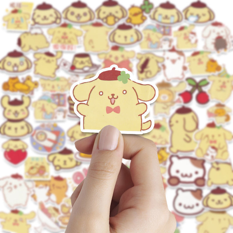 100pcs Cartoon Purin Stickers Cute Ins Cinnamoroll Sanrio Hand Account Waterproof Decorative Small Pattern Hand Account Stickers