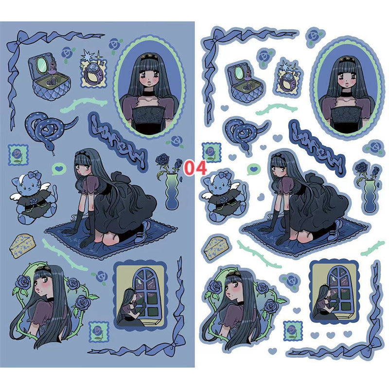 Fresh Summer Wind Girl Cool Card Sticker Cartoon Character Domi Basic Sticker Hand Account Material