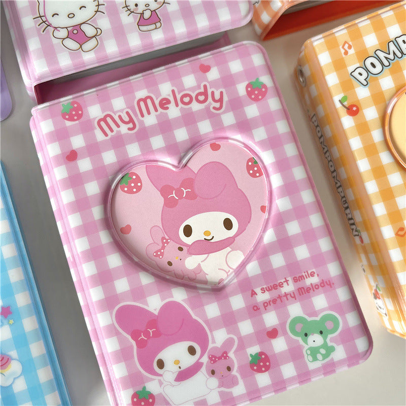 Melody Kuromi Plaid Card Book Cute Cartoon Small Card Polaroid Storage Book Cinnamoroll Base Sanrio book