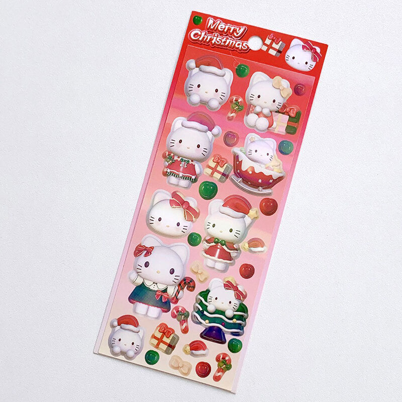 Snario Christmas Stickers Kuromi Melody Hello Kitty Pachacco Cute Cartoon DIY Decoration Sticker