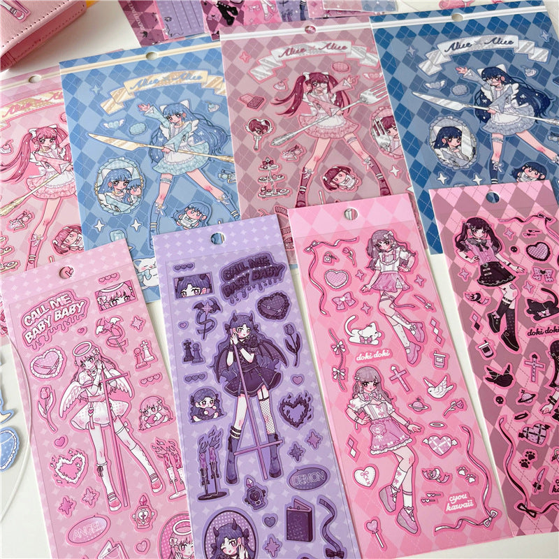 Gemini Girl Series Small Card Stickers Landmine Characters Decorative Stickers Small Card Diy Material Stickers