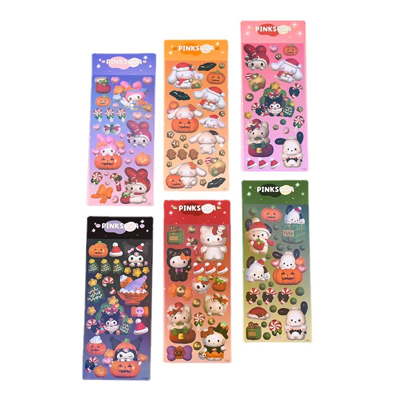 Modeling Sanrio Holiday Christmas Series Laser DIY Keychain Sticker Cartoon Pocket Small Card Material