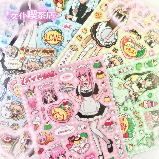 Maid Eating Tea Shop Series Stickers Gooka Cute Cartoon Sticker