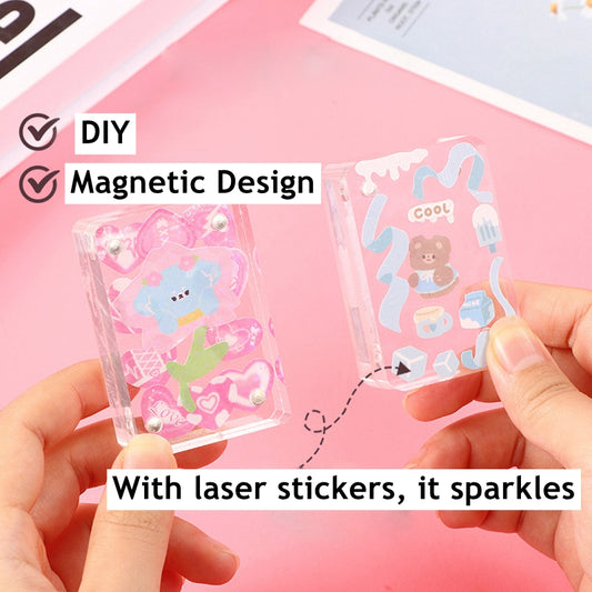 DIY Transparent Acrylic Toploader Magnetic Photo Frame Card Brick Sticker Square Goo Card Bricks