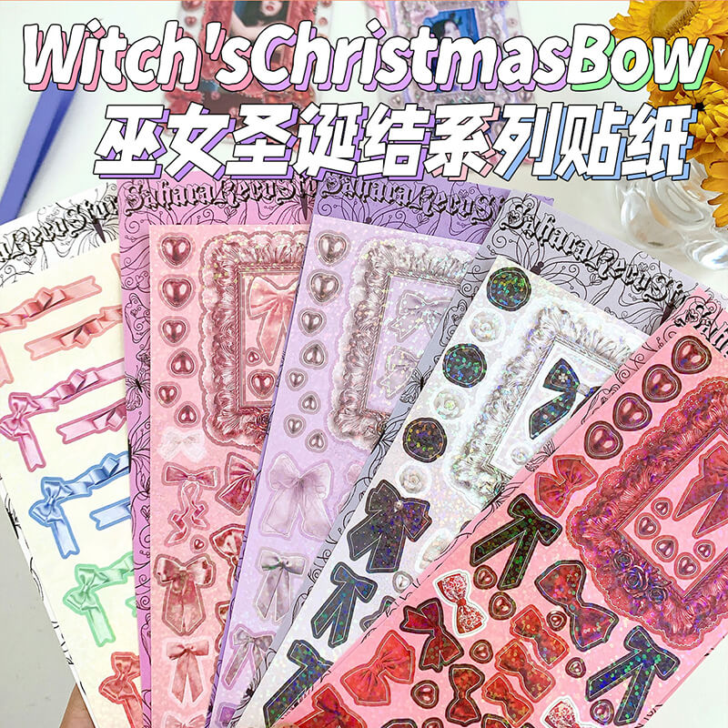 Witch's Christmas Bow Deco Stickers DIY Hand Account Stickers