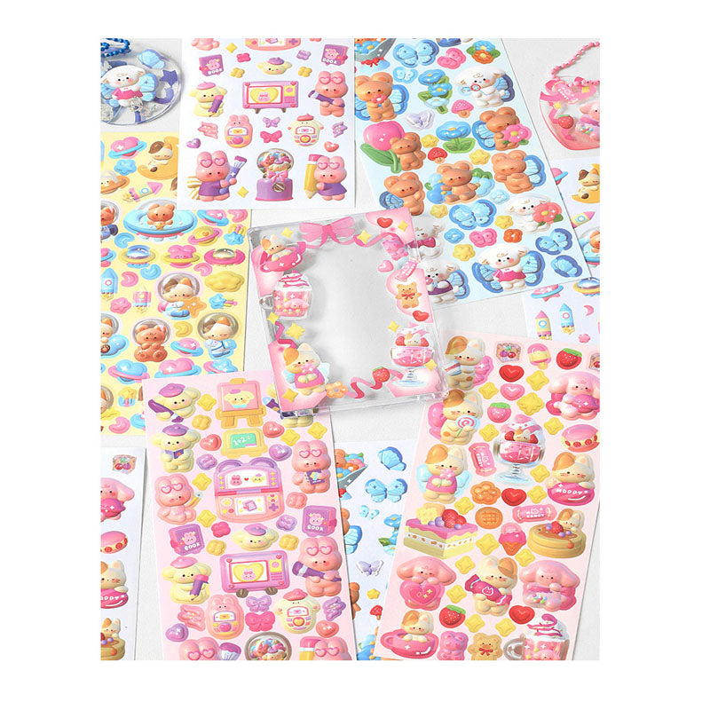 Cute Donut Series Matte Membrane Sticker Cartoon Animal DIY Hand Account Decoration Collage 4 Styles