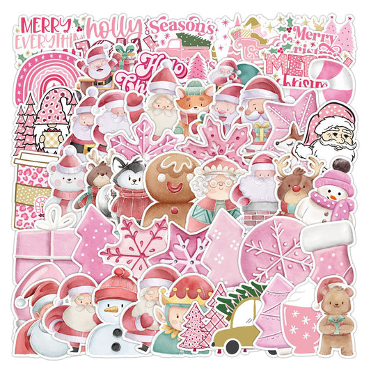 50pcs/100pcs Christmas Graffiti Stickers Holiday Party Hand Account DIY Phone Case Stickers Waterproof