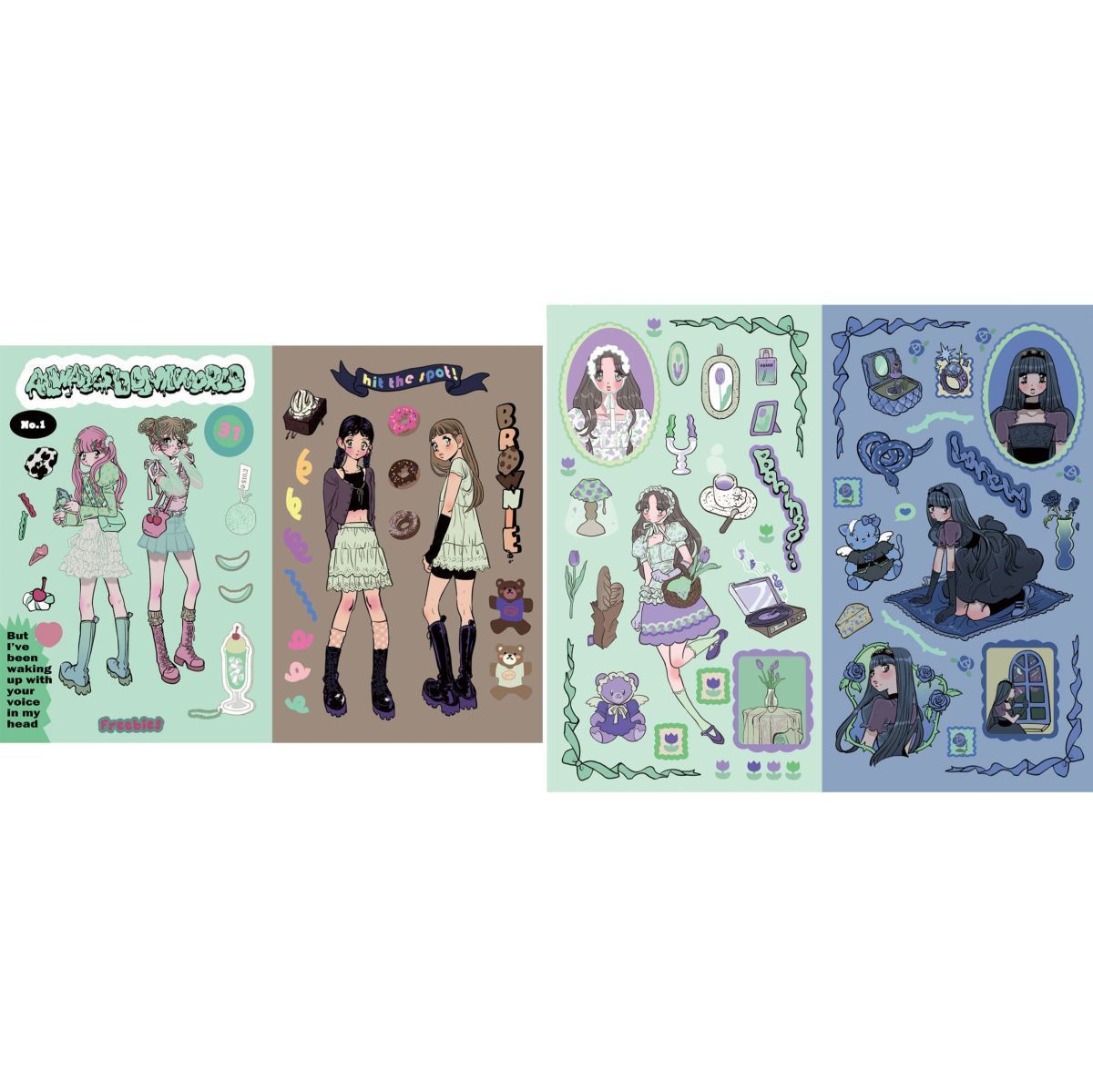 Fresh Summer Wind Girl Cool Card Sticker Cartoon Character Domi Basic Sticker Hand Account Material