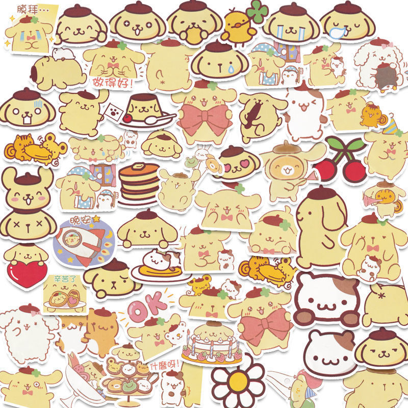 100pcs Cartoon Purin Stickers Cute Ins Cinnamoroll Sanrio Hand Account Waterproof Decorative Small Pattern Hand Account Stickers