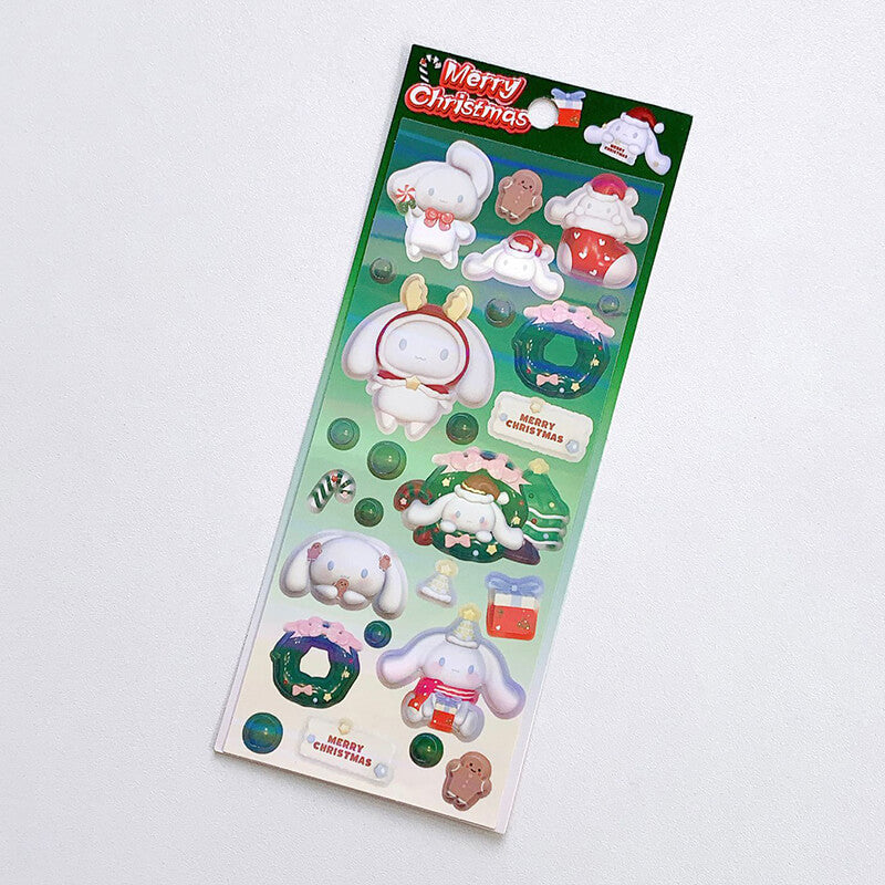 Snario Christmas Stickers Kuromi Melody Hello Kitty Pachacco Cute Cartoon DIY Decoration Sticker