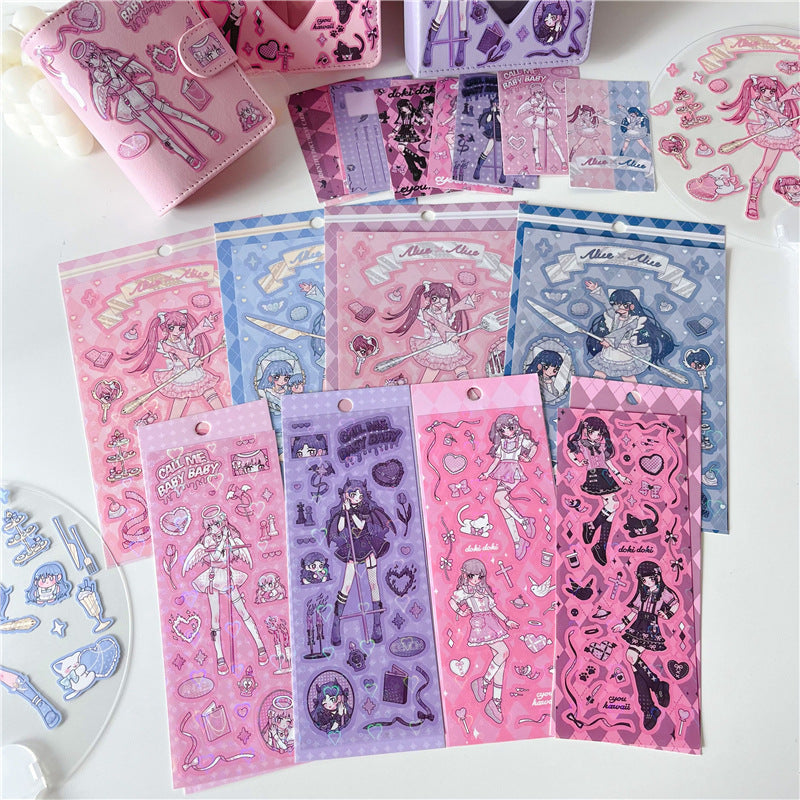 Gemini Girl Series Small Card Stickers Landmine Characters Decorative Stickers Small Card Diy Material Stickers