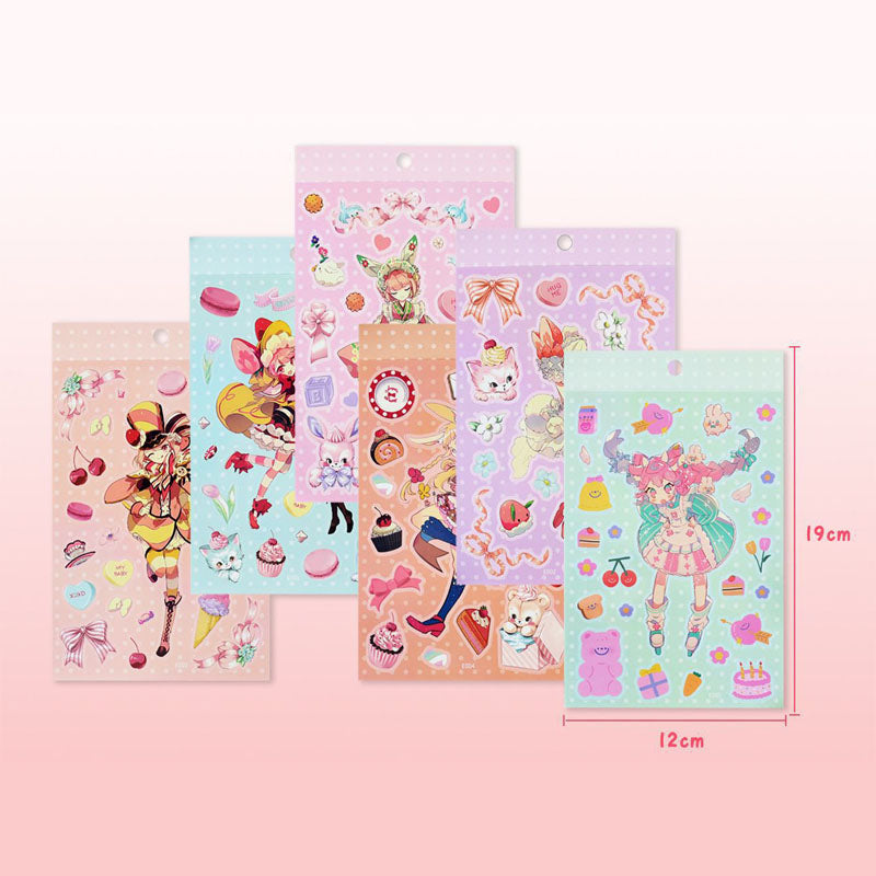 Fantasy Girl Series Stickers DIY Keychain Plate Stickers Cartoon Hand Account Small Card Album Decoration Set